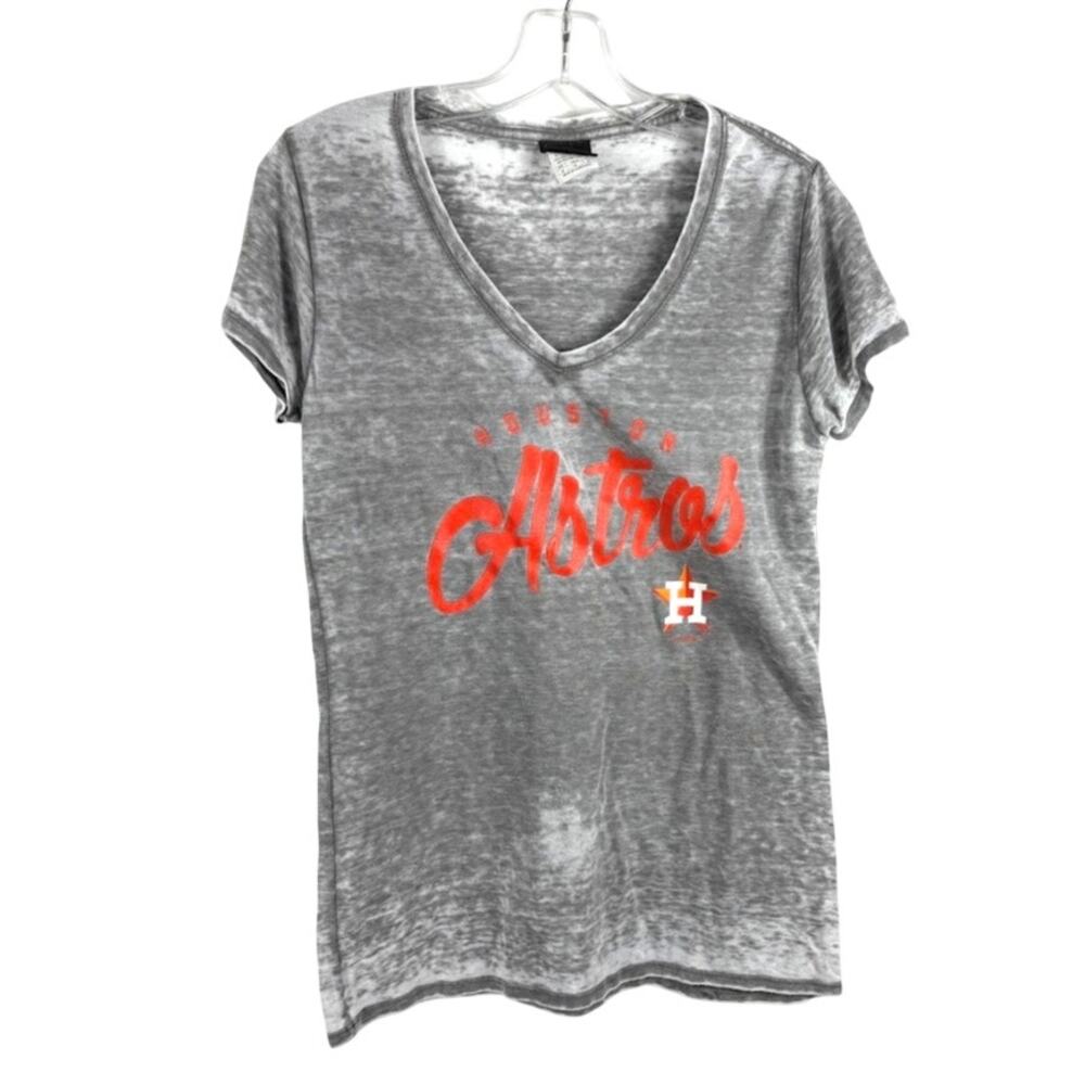 Houston Astros Womens M V-Neck Shirt NEW ERA MLB Burnout